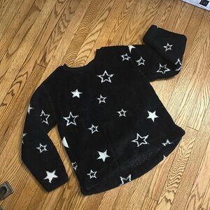 Loft Cozy Black and White Star Sweater